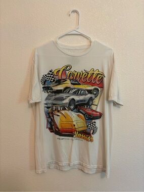 Chemistry Ivory Corvette Graphic Tee with Multicolor Car Print